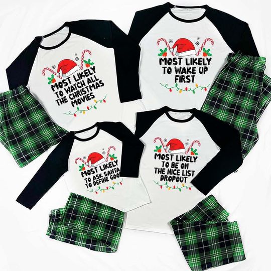 Discover Most Likely To Personalized Christmas Pajamas, Matching Family Pajamas With Dog, Plaid Pajamas Plus Size, Custom Pajamas For Family