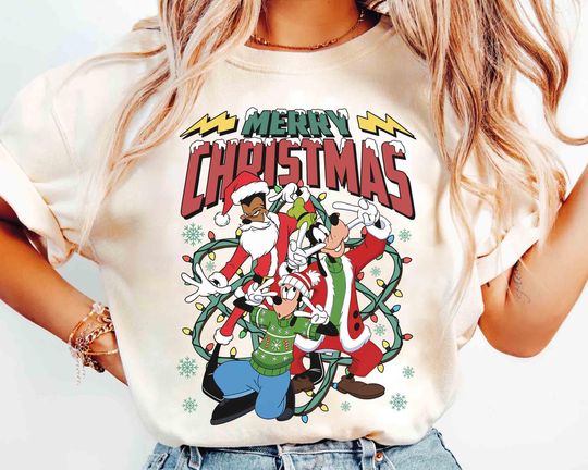 Discover Retro Disney A Goofy Movie Christmas Light T-Shirt, Powerline Stand Out World Tour Xmas Tee