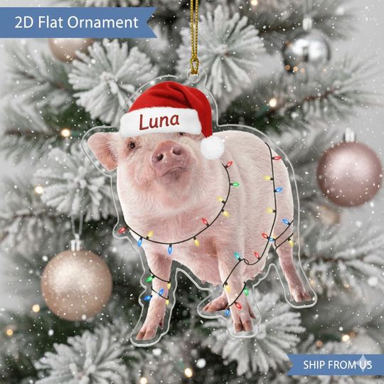 Discover Personalized Pig Christmas Acrylic Ornament: Custom Farm Animal Acrylic Christmas Keepsake