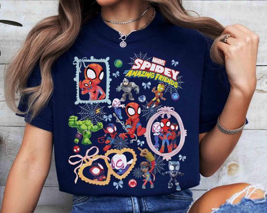 Discover Watercolor Coquette Bow Spidey and His Amazing Friends T-Shirt, Ghost Spider Spin Matching Te