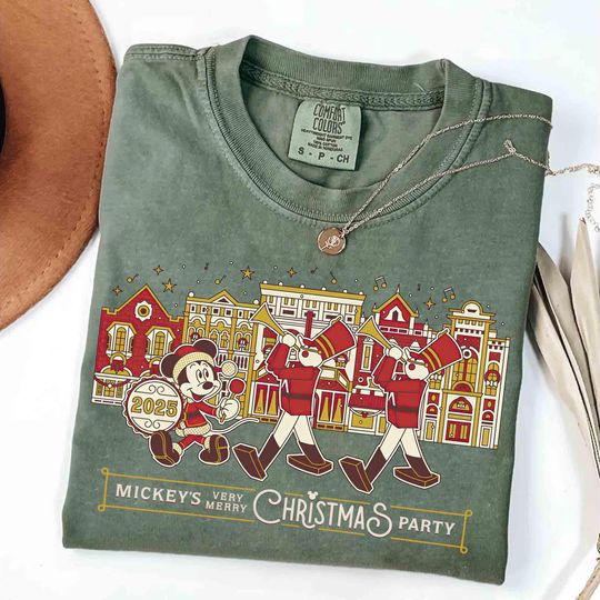 Discover Mickey's Very Merry Christmas Party 2025 Comfort Colors T-Shirt, Disney Mickey and Lead Soldier Tee