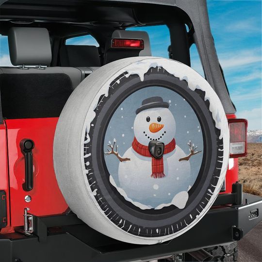 spare tire cover snowman Christmas gift holiday decoration for Jeep Bronco Land Rover Land Cruiser cute Holiday GIFT for off-road lovers