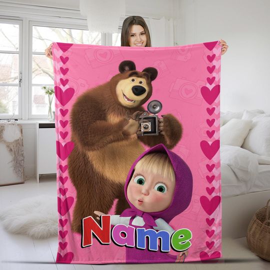 Discover Marsha And Bear Blanket Marsha And Bear Velvet Blanket Marsha And Bear Cartoon Blanket