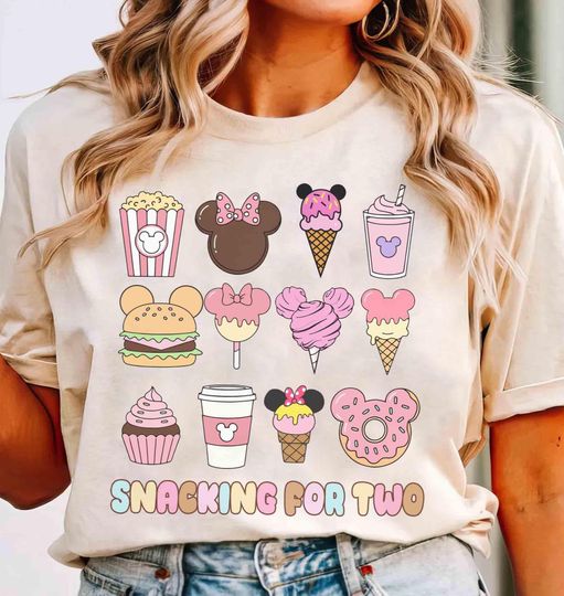 Discover Pastel Mickey Snacks T-Shirt, Disney Food Mom to Be Maternity Tee, Pregnancy Announcement Shirt