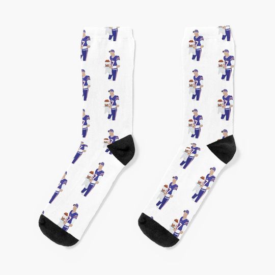 Josh Allen, Buffalo Bills, Duff's Chicken Wings Sticker Socks
