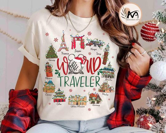 Discover Disney Mickey Epcot Center World Traveler Christmas T-Shirt