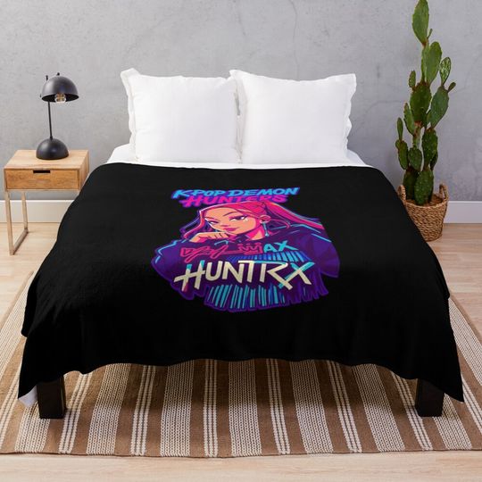 Kpop Demon Hunters Neon Style Fleece Blanket