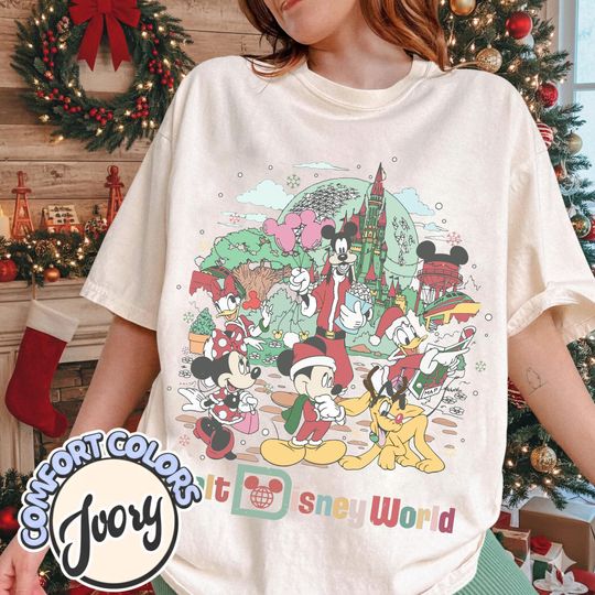 Discover Retro Walt Disney World Christmas Family Shirts, Mickey And Friends Christmas Matching Tee, Magic Kingdom Shirt, Disneyworld Christmas Shirt