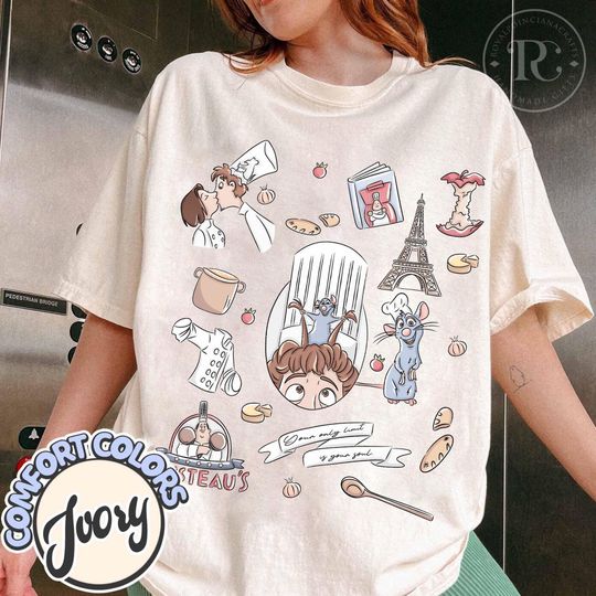 Discover Comfort Colors Coquette Bow Disney Ratatuille Shirt, Anyone Can Cook Shirt, Paris France Gusteau's Shirt, Disneyworld Family Trip Shirt