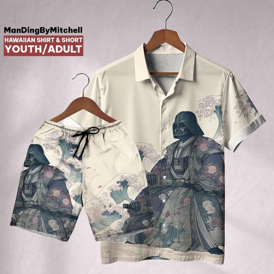 Vintage Darth Vader Spring Hawaiian Shirt and Short, Fathers Day, Star Wars Father Shirt, Birthday Gift, Gift for him, Vacation Shirt