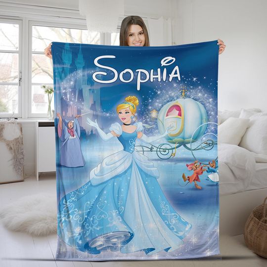 Discover Personalized Disney Cinde Blanket, WDW Disneyland Girl Trip Blanket, Disney Princess Cinde Birthday Girl, Custom Baby Name NFVY09