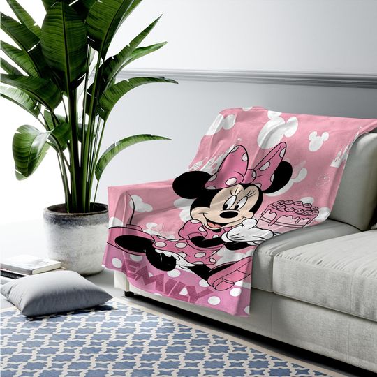 Discover Personalized Name Disney Minnie Mouse Blanket, Customized Minnie Baby Blanket, Custom Name Blanket, Magic Kingdom Blanket C1H106