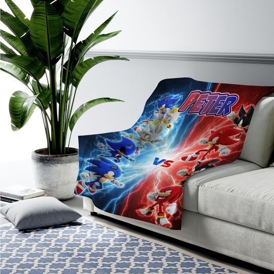 Discover Custom Sonic 3 The Hedgehog Blanket, Personalized Cartoon Hedgehog Blanket, Custom Blanket, Sonic Blanket, Birthday Gifts C1H108