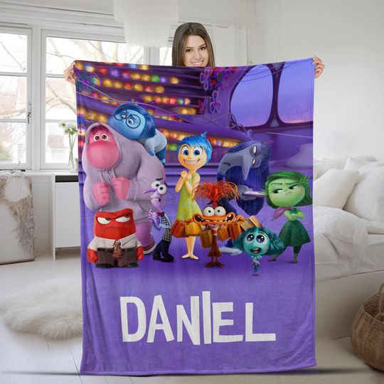 Discover Personalized Disney Inside Out 2 Blanket, Joy Disgust Sadness Anxiety Envy Inside Out Friends Blankets, New Emotions Blanket NFWN17