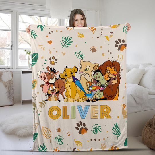 Discover Personalized Disney The Lion King Blanket, Custom Mufasa Simba Timon Pumbaa Baby Blanket, Lion King Birthday Gift, Hakuna Matata C1H351