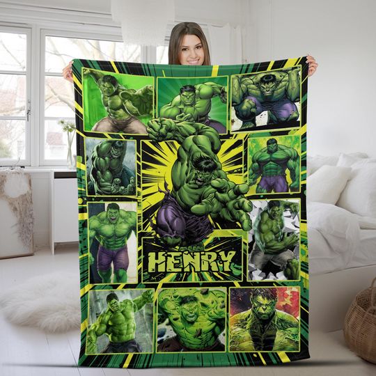 Personalized Hulk Blanket, Custom Kids Blanket, Hulk Blanket