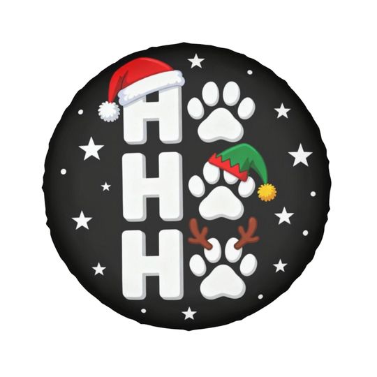 Discover Funny Christmas Paw Print Tire Cover  Pet Lover Holiday Spare Tire Cover, Waterproof Wheel Protector