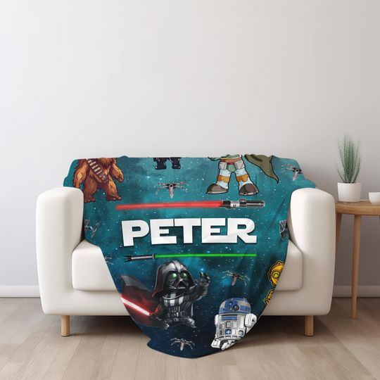 Discover Personalized Disney Star Wars Blanket, Custom Name Disney Galaxy Baby Blanket, Galaxy's Edge Christmas Gift for Boy, Throw Blanket NFWP10