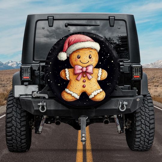 Discover Coquette Gingerbread Spare Tire Cover, Gingerbread Bow Spare Tire Cover, Gingerbread Christmas Coquette Bow Spare Tire Cover, Christmas Gift