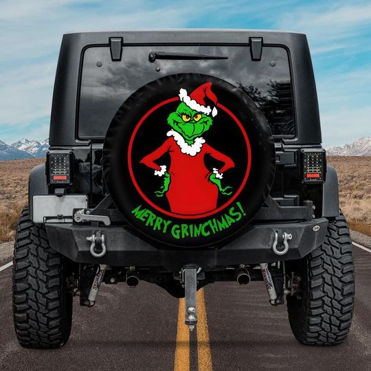 Discover funny character Spare Tire Cover, Merry Grin tire cover for a jeep, Backup Camera Tire Cover, Funny car accessories, Green and Red tire cover