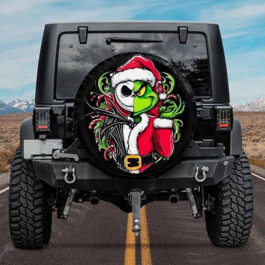 Discover funny character Inspired Christmas Spare Tire Cover,Jack Skellington and funny character Christmas Tire Cover,funny character Tire Cover, Nightmare Before Christmas