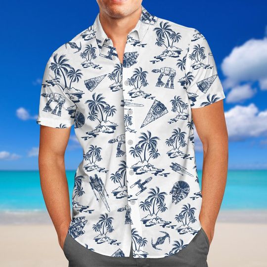 Discover Space Battle Star Wars Button Shirt, Disney Movie Hawaiian Shirt, Sci fi Shirt, Fighter Galaxy War Shirt, Cosmic Apparel,Astronomy Gift