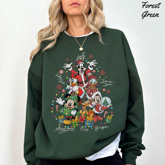Discover Mickey and Friends Christmas Tree T-shirt, Retro Disney Christmas Trip Tee, Mickey's Christmas Party 2025 Sweatshirt, Mickey Friends Xmas