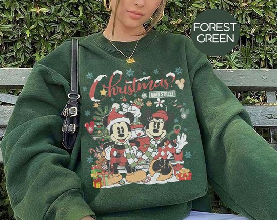Discover Vintage Disney Christmas On Main Street Sweatshirt, Minnie Mickey's Christmas Party 2025, Disney Family Christmas Trip Shirt