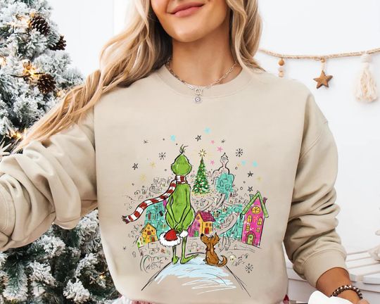 Discover Funny Character Max Christmas Shirt - Whoville Holiday Movie Graphic Sweatshirt, Cozy Christmas Gift