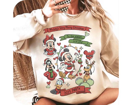 Discover Mickey's Very Merry Christmas Party 2025 Sweatshirt, Mickey & Friends Holiday Tee, Disney Family Trip, WDW Christmas Gifts