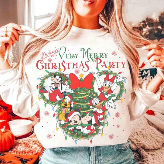 Discover Mickey's Very Merry Christmas Party 2025 Sweatshirt, Disney Mickey & Friends Xmas Light Tee, Disneyland Holiday Family Trip Gift