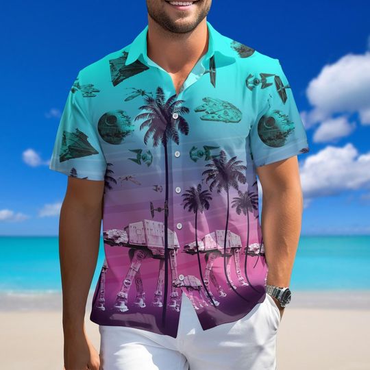 Discover Star Wars Spaceship Button Shirt, Space Battle Hawaiian Shirt, Spacecraft Shirt, Disney Movie Shirt, Family Vacation Shirt, Summer Gift