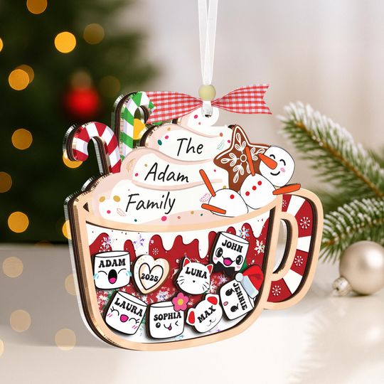 Personalized Marshmallow Family Ornament, 4D Shaker Keepsake, Family Ornament 2025, Family Keepsake, Family Christmas Gift, Family Xmas Gift