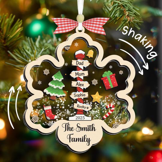 Personalized Christmas North Pole Family Shaker Ornament, Custom Family Shaker Ornament, Ornament with Family Names, Christmas Ornament Gift
