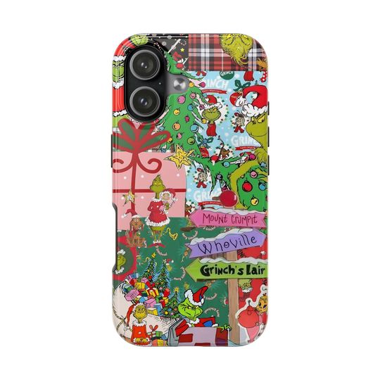 Discover Retro Grin Christmas Phone Case, Impact Resistant Cover