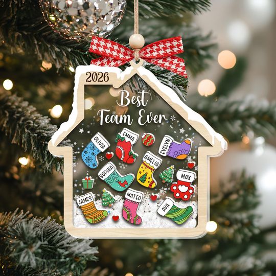 Custom Stocking Best Team Ornament, Office Gift Exchange, Coworker Ornament, Christmas 4D Shaker Ornament, Gift for Work Besties, Colleagues