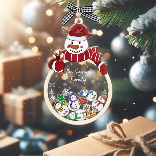 Personalized Snowman Family Shaker Ornament, Custom Family Christmas Gift, New Family Keepsake, Christmas Decor, Christmas Tree Ornaments