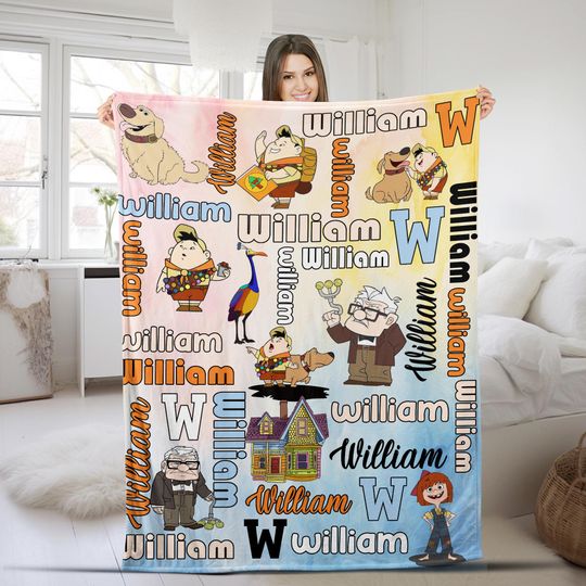 Discover Personalized Watercolor Disney Up Movie Blanket, Adventure Is Out There Carl and Ellie Couples Blanket, Up House Balloons Blanket NFVL23