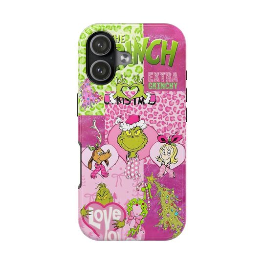 Discover Retro Grin Christmas Phone Case, Pink Christmas Case Mobile Phone Cover, Unique Christmas Gift for funny character Lovers