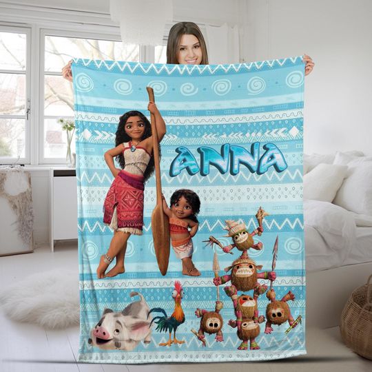 Discover Personalized Disney Moana Blanket, Baby Princess Moana Birthday Gift Baby Girl Blanket Princess Blanket Moana 2 Blanket Maui Hei Hei C1HV06