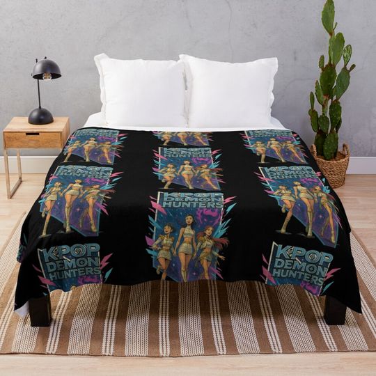 Kpop Demon Hunter | Dark Fantasy Idol Aesthetic | Anime Streetwear Design Fleece Blanket