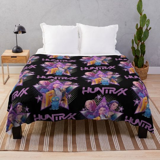 KPop Hunters X Heroic Poses Group Huntrix demon hunters Fleece Blanket, Gift For Fan