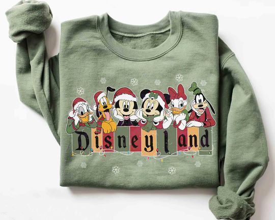 Discover Vintage Disneyland Christmas Sweatshirt with Mickey & Friends Holiday Design