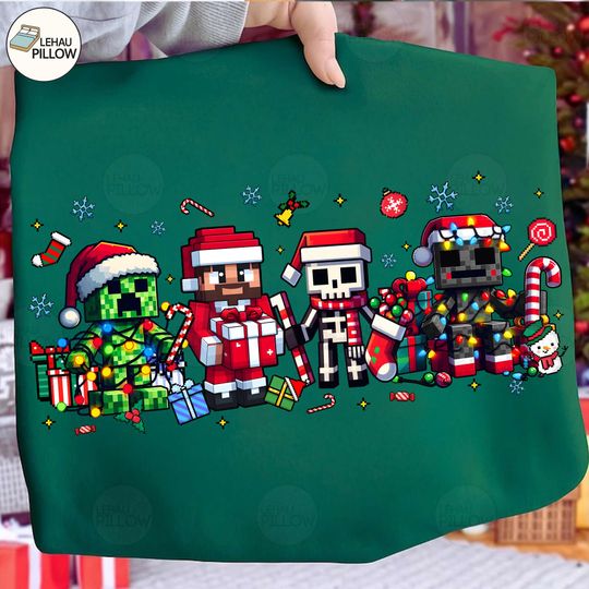 Just A Jolly Creeper Sweatshirt, Gamer Character Christmas Sweatshirt, Green Character Christmas Sweatshirt