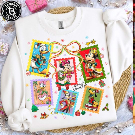 Discover Christmas Mouse and Friends Sweatshirt, Christmas Cartoon Squad Sweatshirt, Merry Christmas 2025 Sweatshirt
