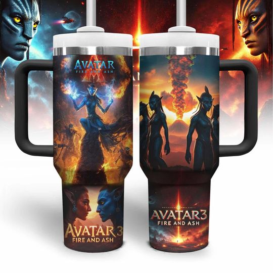 Discover Avatar 3 40oz Tumbler with Handle, Avatar 3 Fire And Ash Tumbler, Jake Sully Neytiri Tumbler, James Cameron's Avatar Tumbler Cup, Avatar Fan Gift