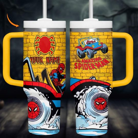 Discover Custom Spider-Man 40oz Tumbler with Handle, Spiderman Coffee Tumbler, Spider Man Tumbler, Spidey Tumbler Cup, Superhero Cartoon Tumbler