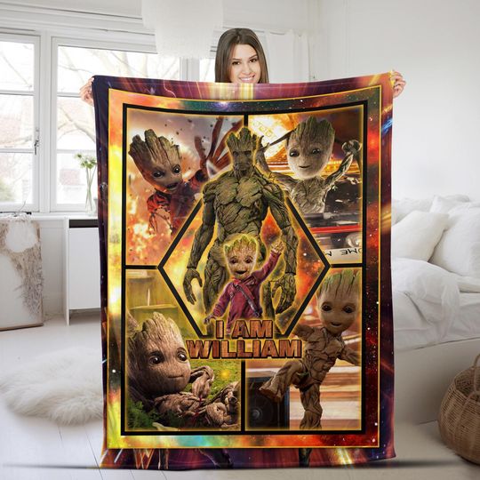 Discover I Am Groot Guardians of the Galaxy Fleece Blanket, I Am Groot Baby Groot Blanket, Avengers Superhero Throw Blanket for Bed Couch Sofa CZK133