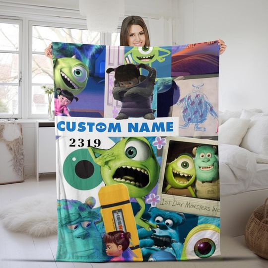 Discover Customized Monsters, Inc Blanket Personalized Flannel Couch Nap Blanket Bedding Christmas Comfortable Bedroom Birthday Gift D1EZ31