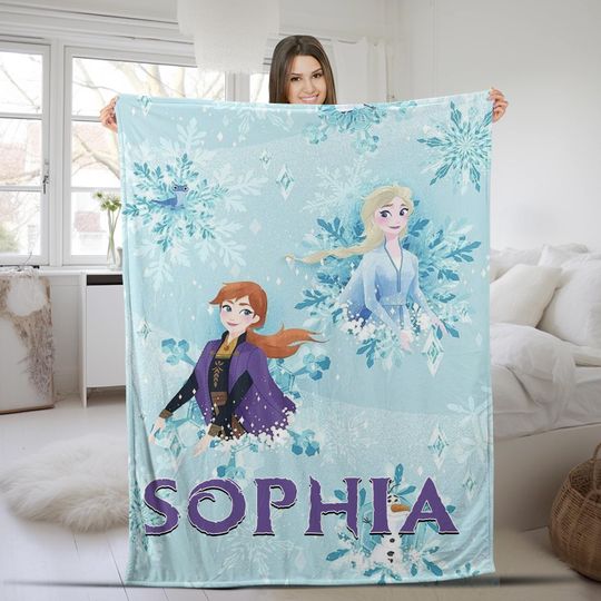 Discover Personalized Name Frozen Blanket, Princess Elsa Blanket, Anna Fleece Mink Sherpa Blanket, Birthday Blanket, Christmas Blanket D1EZ32